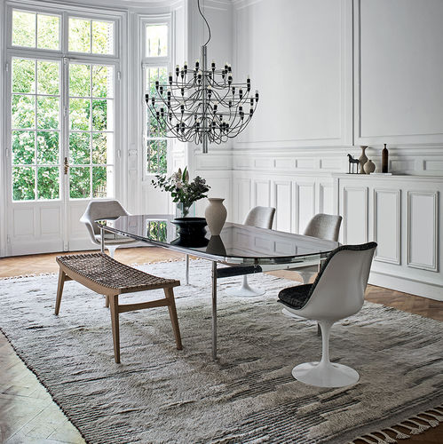 Современная скамейка - Klismos  - Knoll international - из дуба / из веревки / без спинки