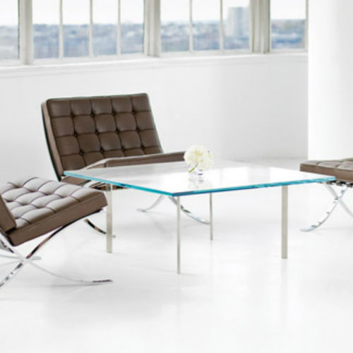 Журнальный столик дизайн Баухаус - Barcelona®  - Knoll international - из стекла / с основанием из хромированной стали / квадратный