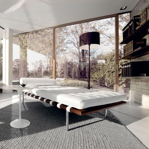 Современный полудиван - BARCELONA® - Knoll international - из кожи / из ясеня / с основанием из отшлифованной нержавеющей стали