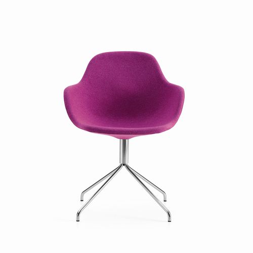 Стул для конференций из ткани - PALMA - OFFECCT - из кожи / из дерева / с основанием из хромированного металла