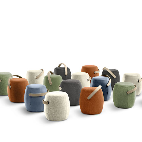 Современный табурет - CARRY ON - OFFECCT - из кожи / с основанием из древесины / с центральной опорой