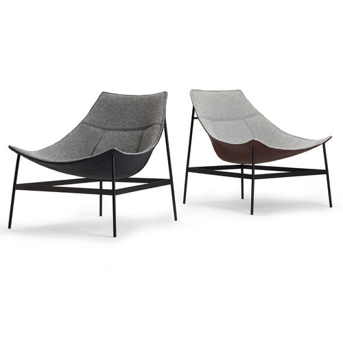 Современное низкое кресло - MONTPARNASSE  - OFFECCT - из кожи / из ткани / серое