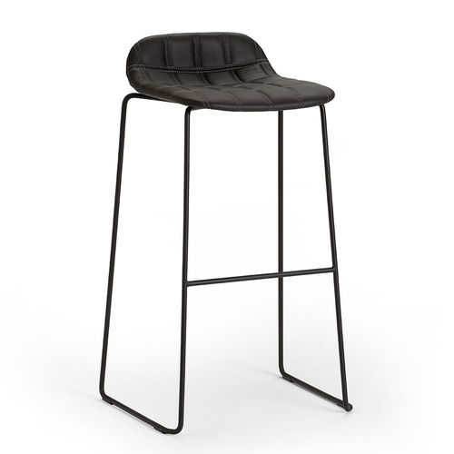 Современный барный табурет - BOP - OFFECCT - из кожи / с основанием из древесины / с основанием из хромированного металла