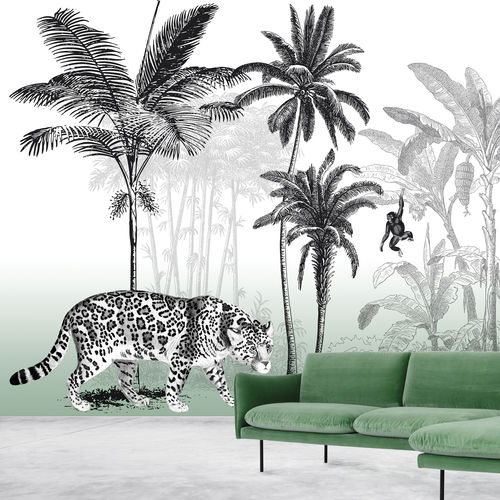 Современный обои - UN JAGUAR DANS LE SALON - Arta WallDeco - природный мотив / панорамный / с рисунком животных