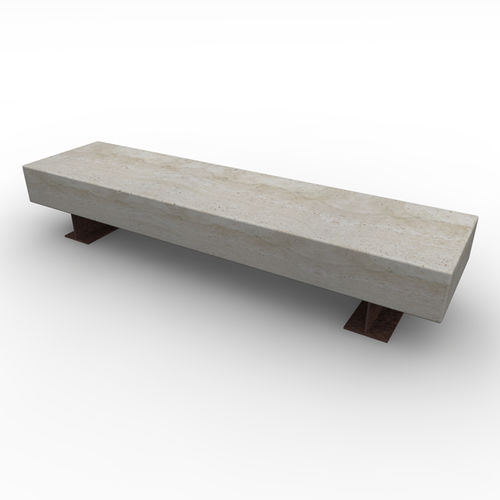 Современная общественная скамейка - BAUHAUS PANCA - Arredo di Pietra srl - из стали / из травертина / без спинки