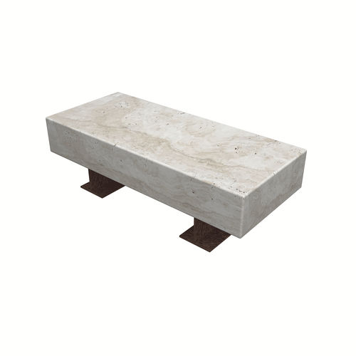 Современная общественная скамейка - BAUHAUS POLTRONA - Arredo di Pietra srl - из стали / из травертина / без спинки
