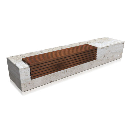 Современная общественная скамейка - pontile - Arredo di Pietra srl - из дерева / из травертина / со спинкой