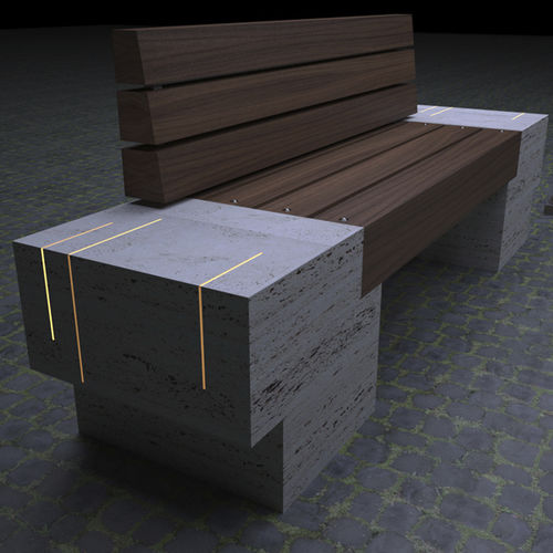 Современная общественная скамейка - dentata luce - Arredo di Pietra srl - из дерева / из травертина / со спинкой