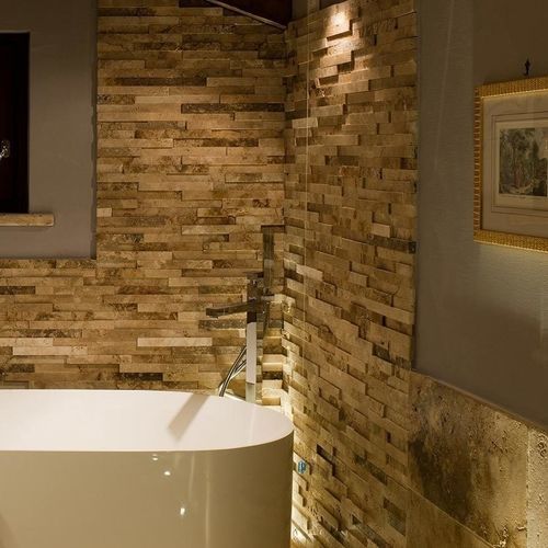 Облицовочная пластина из травертина - TRAKE’ ® - Arredo di Pietra srl - для ванной комнаты / для внутренней стенки / приклеиваемая