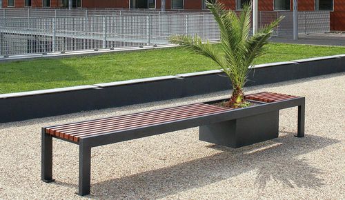 Современная общественная скамейка - CINÉO  - univers & cité | mobilier urbain - из дерева / из стали / без спинки