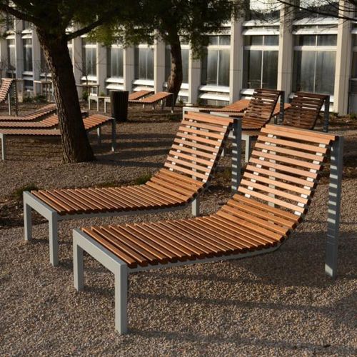 Современный садовый шезлонг - CINÉO  - univers & cité | mobilier urbain - из дерева / из стали / для общественных мест