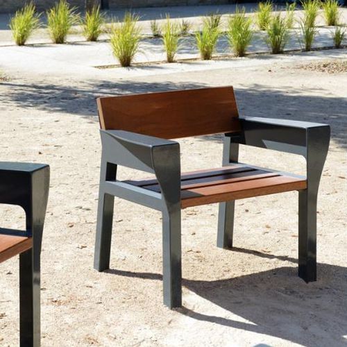 Современное городское кресло - LINK - univers & cité | mobilier urbain - из дерева / из стали / для общественных мест