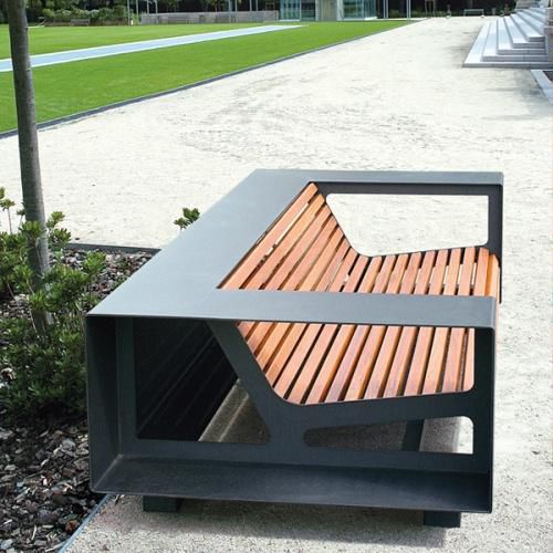 Современный диван - NÉO  - univers & cité | mobilier urbain - для наружного применения / из дерева / с подлокотниками
