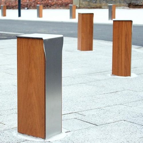 Защитный боллард - NOVÉO - univers & cité | mobilier urbain - неподвижный / из нержавеющей стали / из дерева