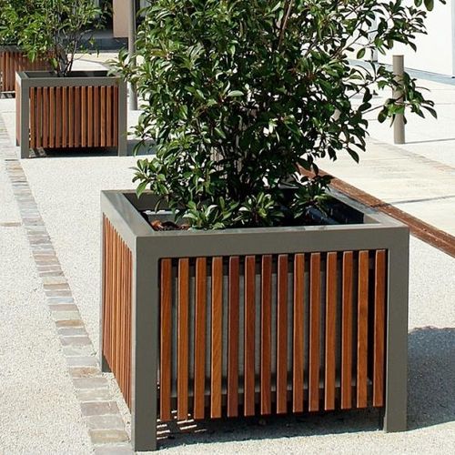 Кадка для садовых растений из дерева - CINÉO - univers & cité | mobilier urbain - из стали / квадратная / круглая