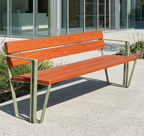 Современная общественная скамейка - KYMO - univers & cité | mobilier urbain - из стали / дерево / со спинкой