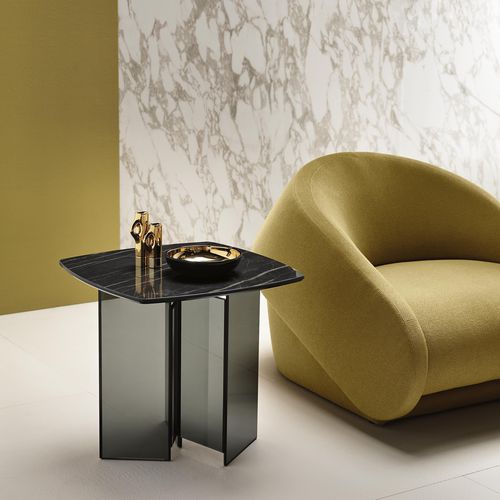 Современный вспомогательный столик - METROPOLIS - TONELLI Design - из стекла / из мрамора / из керамики