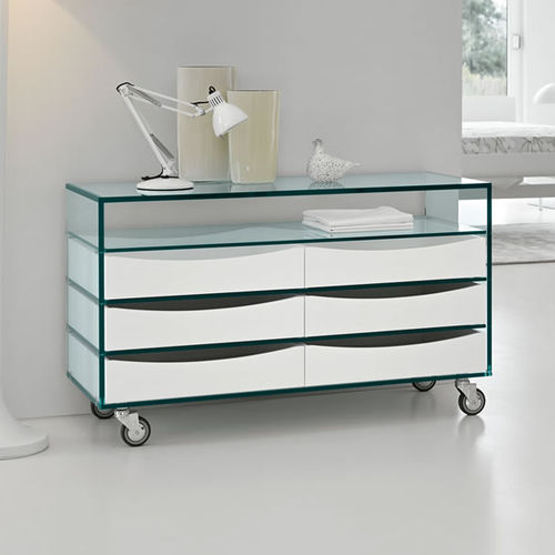 Современный комод - COMÒ ALTO - TONELLI Design - из стекла / на колесиках / не определено
