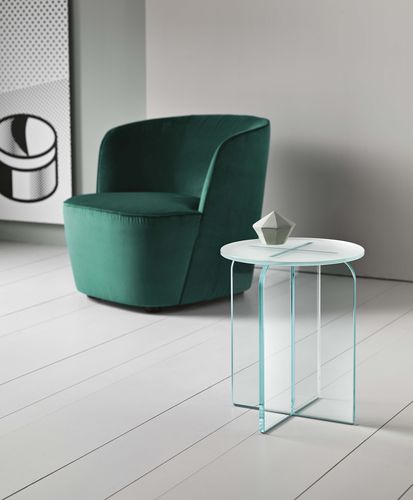 Современный столик на одной ножке - OPALINA - TONELLI Design - из стекла / круглый / для бытового использования