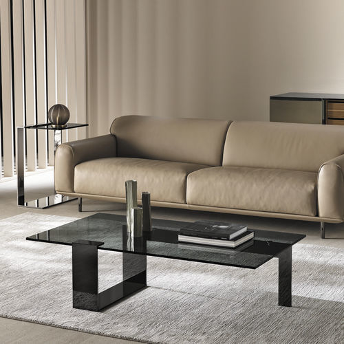 Современный журнальный столик - PLINSKY - TONELLI Design - из закаленного стекла / из хромированного металла / прямоугольный