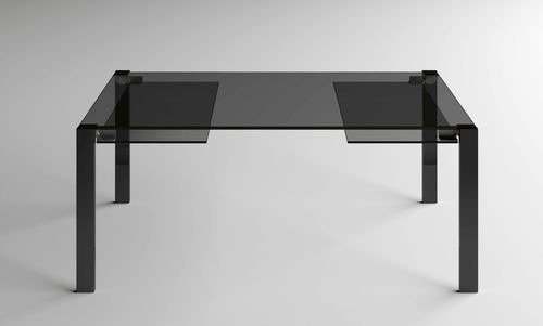 Современный обеденный стол - LIVINGSTONE DARK  - TONELLI Design - из закаленного стекла / с основанием из древесины / с основанием из металла