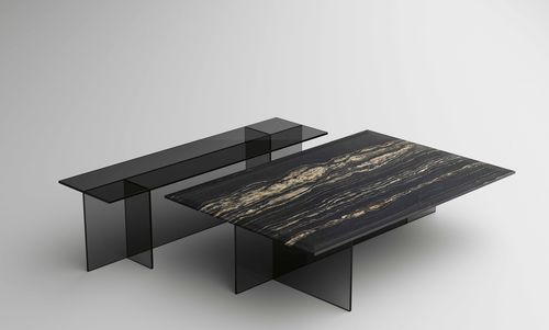 Современный журнальный столик - SESTANTE - TONELLI Design - из мрамора / со стеклянным основанием / прямоугольный