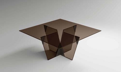 Современный обеденный стол - Crossover - TONELLI Design - из стекла / с основанием из металла / прямоугольный