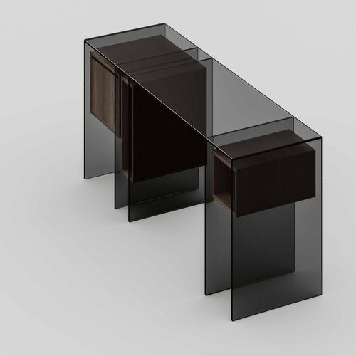 Напольный рабочий стол - Marcell - TONELLI Design - современный / из дерева / из стекла