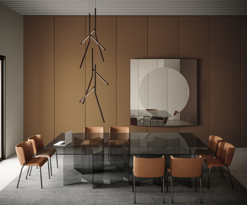 Современный обеденный стол - Metropolis XXL - TONELLI Design - из закаленного стекла / со стеклянным основанием / прямоугольный