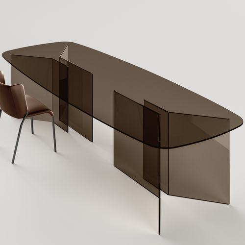 Современный обеденный стол - Thrim - TONELLI Design - из закаленного стекла / со стеклянным основанием / прямоугольный