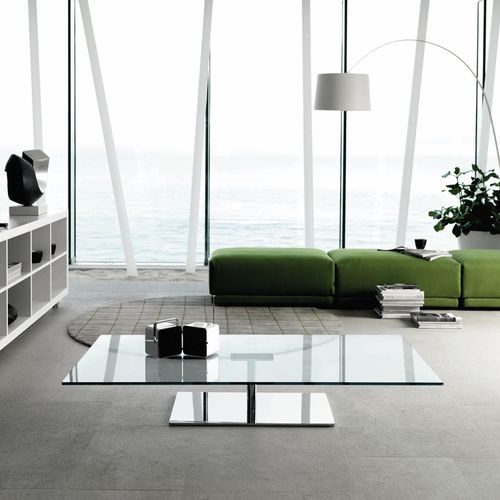 Современный журнальный столик - FARNIENTE - TONELLI Design - из стекла / из хромированного металла / прямоугольный