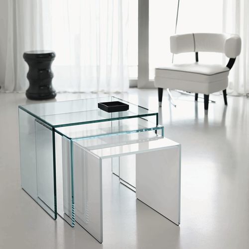 Современный стол Жигонь - TRIO - TONELLI Design - из стекла / прямоугольный / для бытового использования