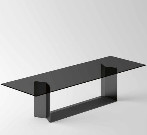 Современный обеденный стол - T5 - TONELLI Design - из стекла / из керамики / с основанием из металла