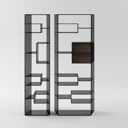 Модульный книжный шкаф - LIBER - TONELLI Design - современный / из дерева / из стекла
