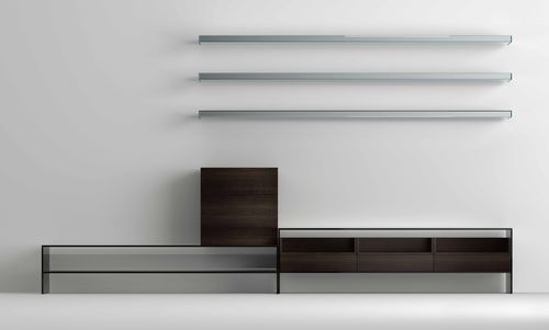 Современная тумба под телевизор - WG SYSTEM - TONELLI Design - низкая тумба под телевизор / из дерева / из стекла
