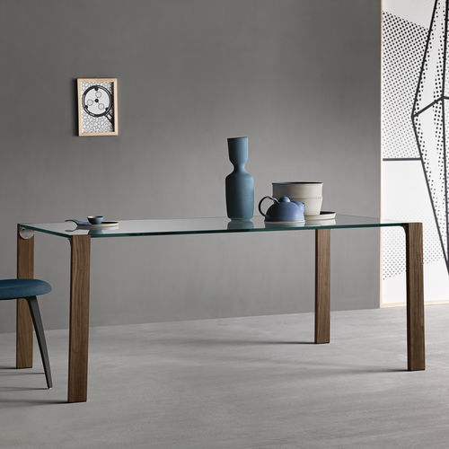 Современный обеденный стол - LIVINGSTAND - TONELLI Design - из дерева / из стекла / из кожи