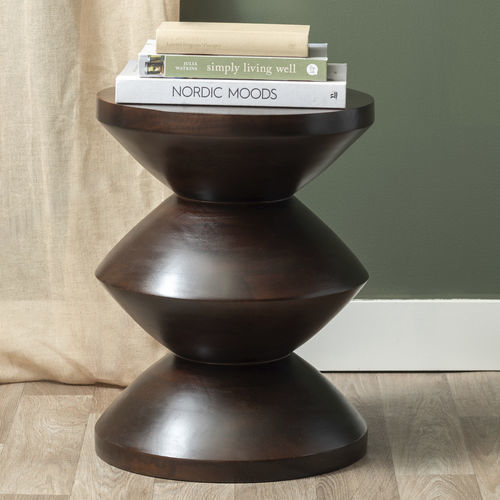 Современный вспомогательный столик - Totem - KARLSSON CLOCKS - из дерева / с основанием из древесины / круглый