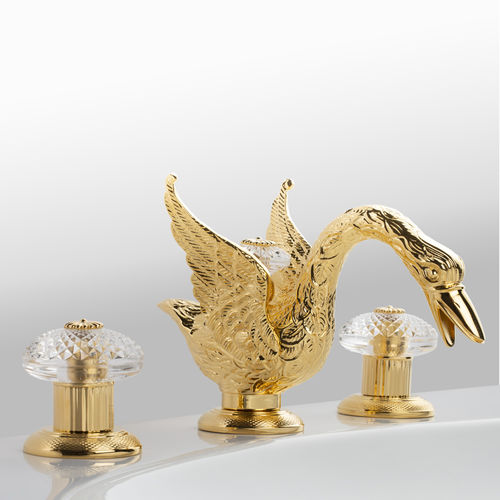 Двухрычажный смеситель для раковины - C45-1301 CYGNE AIL&Eacute; - Cristal&Bronze - настольный / из латуни / из золота