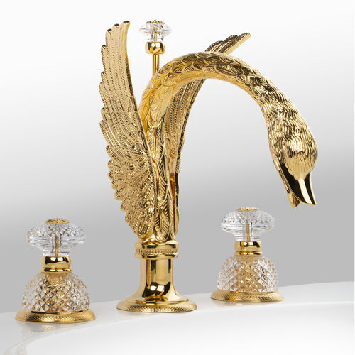 Двухрычажный смеситель для раковины - C46-1301 CYGNE FLAMANT - Cristal&Bronze - настольный / из латуни / из золота