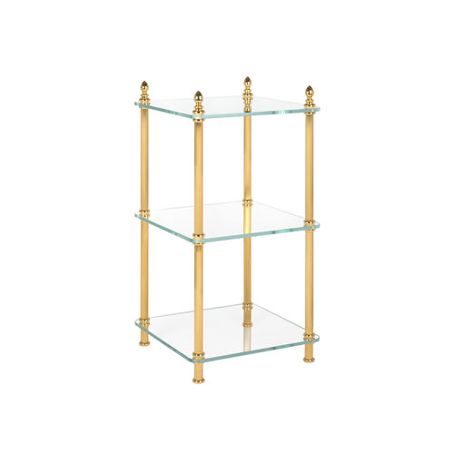 Классический столик на одной ножке - FS01-6123 - Cristal&Bronze - из стекла / с основанием из латуни / квадратный