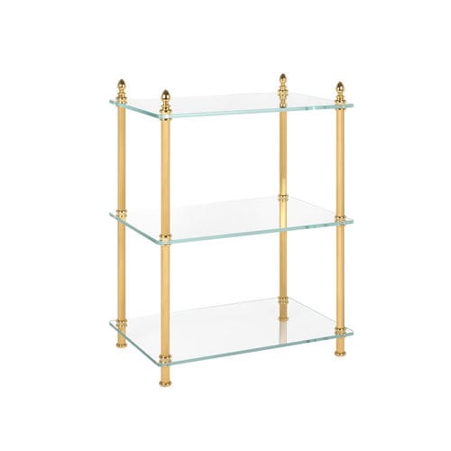 Классический столик на одной ножке - FS01-6125 - Cristal&Bronze - из стекла / с основанием из латуни / прямоугольный