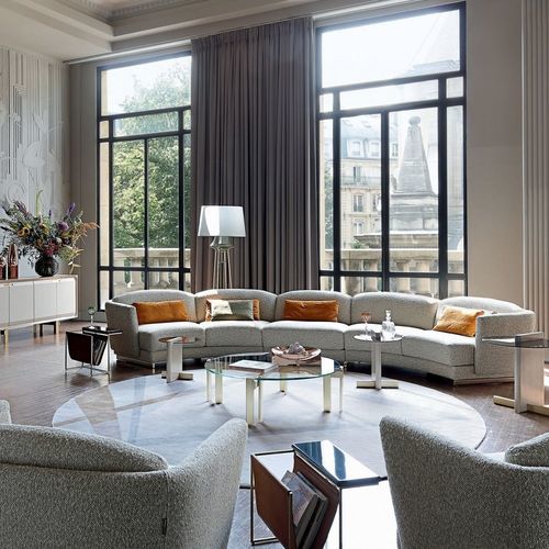 Современный журнальный столик - PARIS PANAME - ROCHE BOBOIS - из стекла / из мрамора / с основанием из дуба