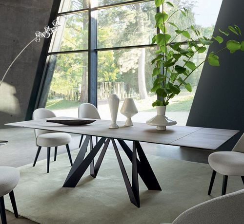 Современный обеденный стол - CIGALE - ROCHE BOBOIS - из керамики / с основанием из стали / прямоугольный