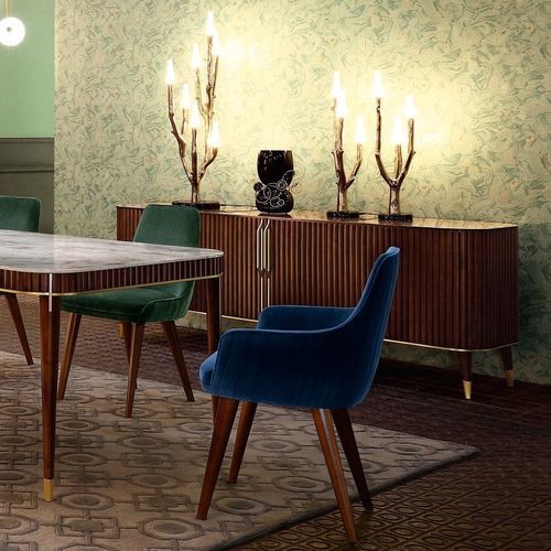 Современный буфет - EDEN-ROCK - ROCHE BOBOIS - из фанерованной древесины / с раздвижными дверями / 4 ножки