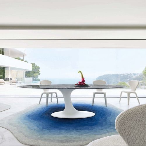 Современный обеденный стол - SPEED UP - ROCHE BOBOIS - из мрамора / с основанием из полиэстера / овальный