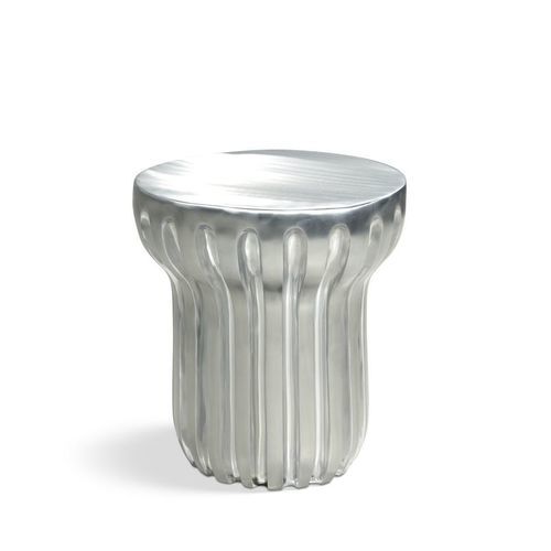 Современный вспомогательный столик - RADIAN - ROCHE BOBOIS - из литого алюминия / с основанием из металла / круглый
