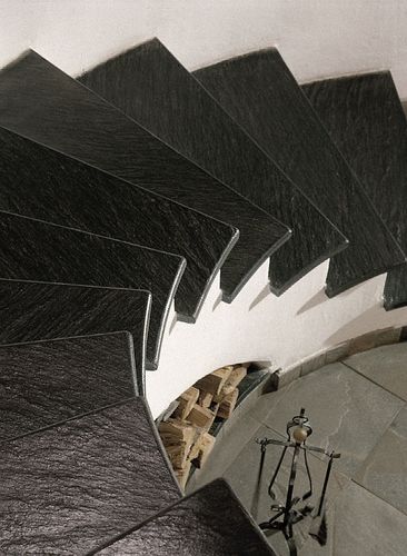 Лестница с поворотом на 90° - ITALIAN SLATE - Ardesia Mangini A & D snc - с каменными ступеньками / металлическая конструкция / современная
