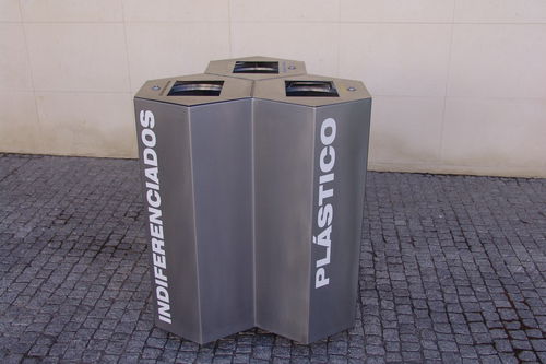 Общественный мусорный контейнер - HEXA - EUROBOLLARD - с сортировкой / из нержавеющей стали / без крышки