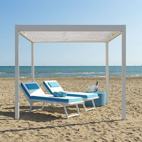 Тент из ПВХ - LEUCOS - Crema Outdoor S.r.l. - из полиэстера / листовая крыша / алюминиевая конструкция