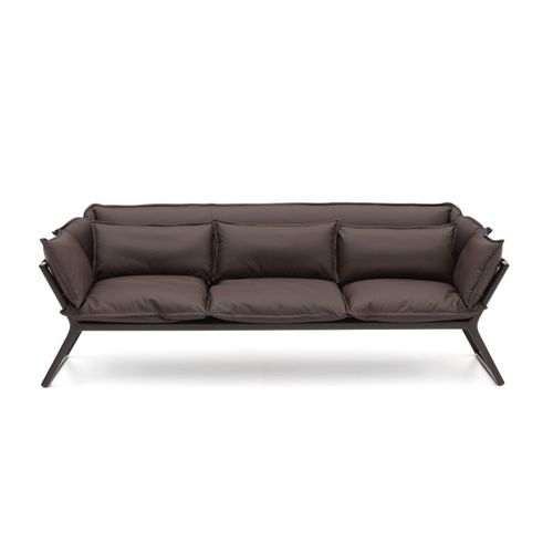 Современный диван - STAY - Burotime Office Furniture - из кожи / коричневый / из цельной древесины